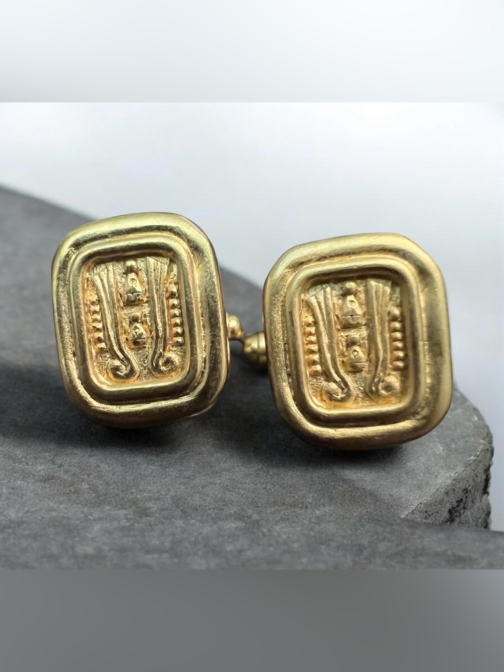 Vintage Carolee Cartouche Egyptian hieroglyphic Cuff links.